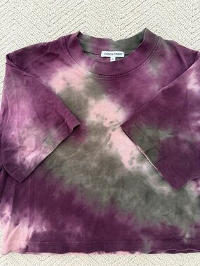 Cotton Citizen Tie-Dye Cropped Tee - Purple, Pink & Gray-Green